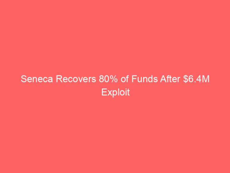Seneca Recovers 80% of Funds After $6.4M Exploit