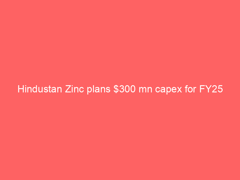 Hindustan Zinc plans $300 mn capex for FY25