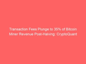 Transaction Fees Plunge to 35% of Bitcoin Miner Revenue Post-Halving: CryptoQuant