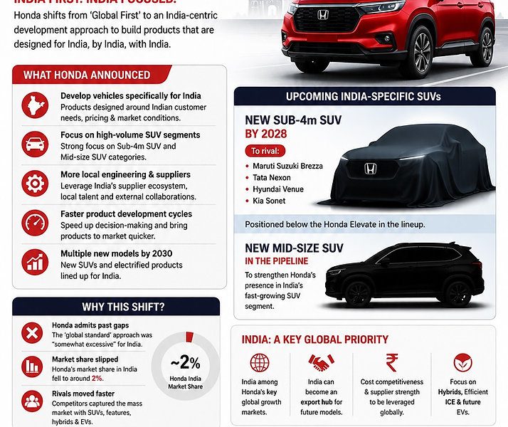 Honda Unveils India-Focused Product Development Strategy for Upcoming Compact SUV