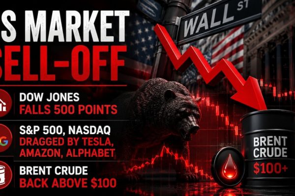 Dow Jones Falls 500 Points as Crude Oil Rally Drags Nasdaq Lower
